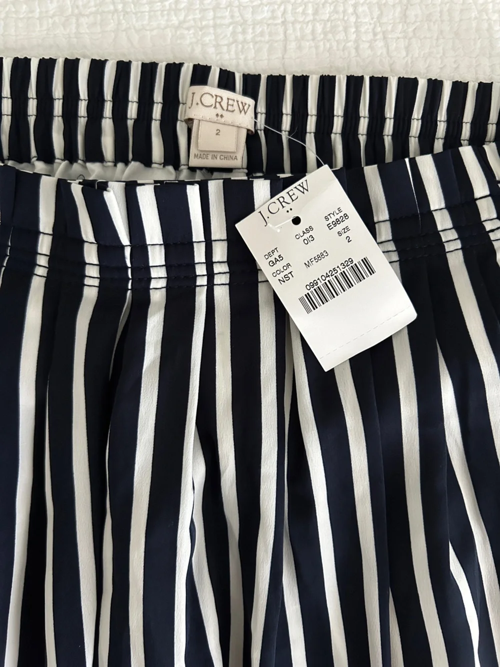 NWT J. Crew Factory Navy and White Vertical Stripe A-Line Skirt